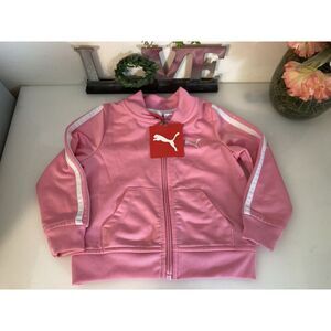 Puma Sport‎ Lifestyle Girl 18 Months Pink White Front Zipper Track Jacket NWT